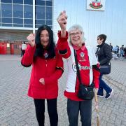 Elaine Bushrod (left) and Jenny Rogers at St Mary's Stadium.