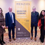 Nikki Carr, Farah Fonseca, and Matthew Larcome are in the running for the Entrepreneur of the Year Award crown. They are pictured with Mark Perrin, partner at category sponsor Menzies