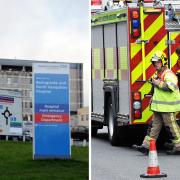 Basingstoke hospital and general image of firefighters
