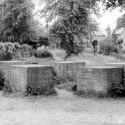 The tank blocks in Sarum Hill, which were moved in 1983 to allow building on the site.