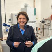 Maria Miller, MP talks to gas apprentices about green energy