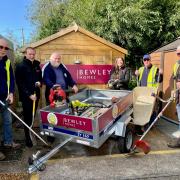 Bewley Homes’ Stuart Locke and Lauren Manderson with members of the Overton Walking Group