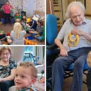 Care home residents join in with a Caterpillar Music class