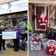 The cheque to Spotlight UK and Santa on a Bike!