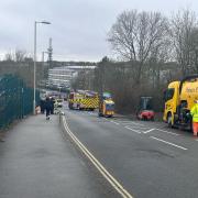 Emergency services at the scene of the incident on Wade Road