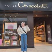 Lola outside Hotel Chocolat