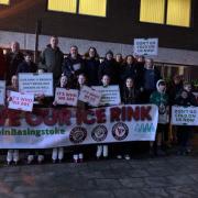 The protest outside the Basingstoke council building on Thursday, February 23
