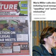 Left: Basingstoke Future leaflet distributed by Maria Miller's campaign group; Right: Maria Miller's comment in the Gazette in 2019