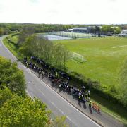 Aerial view of the Hamble School protest