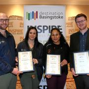 Representatives from New Business of the Year finalists The Hampshire Vet, Fonseca Fitness, and Milk Club – the three firms in the running for the category crown at INSPIRE Business Awards 2024