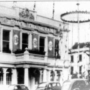 Coronation decorations in the Market Place during June 1953