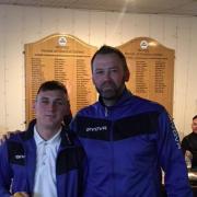 Man of the match Mersen Webb and joint manager Gary Savory