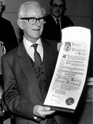 Gazette historian Arthur Attwood receiving the Freedom of Basingstoke