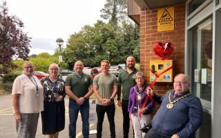 Cllr David Leeks officially opened the defibrillator, alongside BVA staff and fundraisers