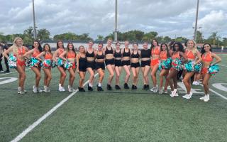 Rehearsals with the Miami Dolphin cheerleaders
