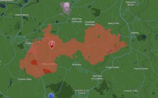 Map of the unplanned outage affecting RG7 and RG26 postcodes