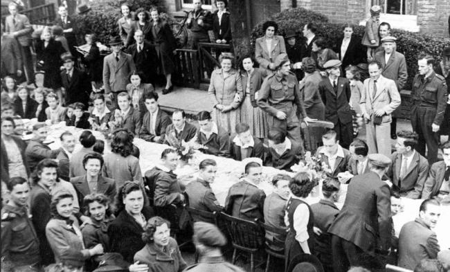 May Street residents celebrate the end of the Second World War in 1945