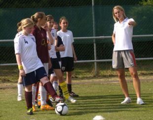 England international Faye White coaches a group of girls